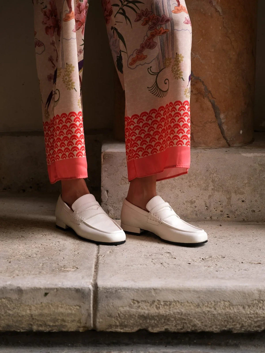 Mocassin Othilie white - Léopoldine de Galzain