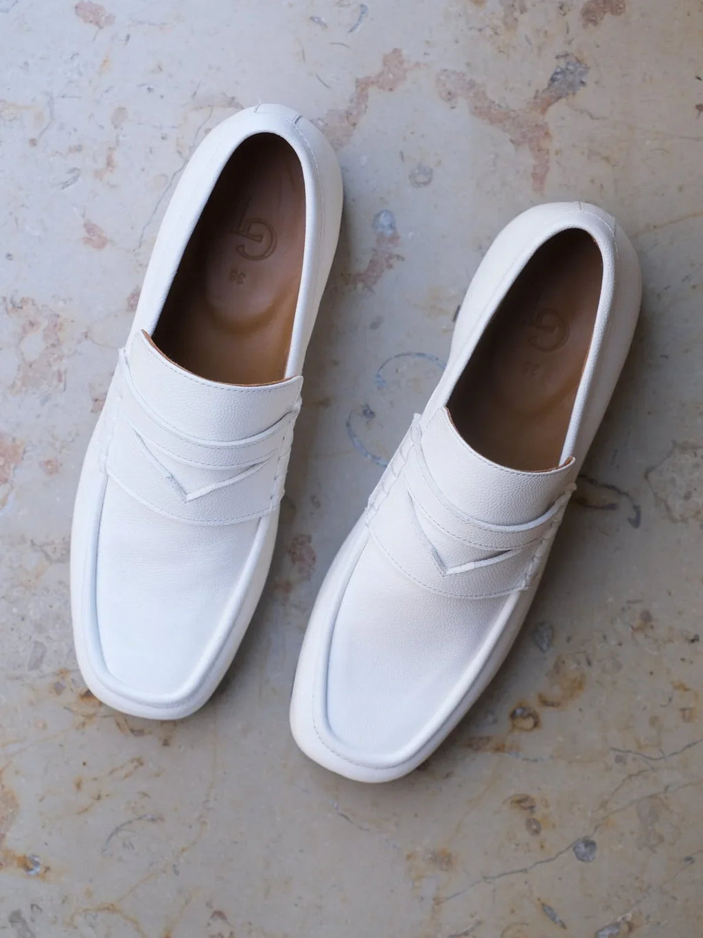 Mocassin Othilie white - Léopoldine de Galzain